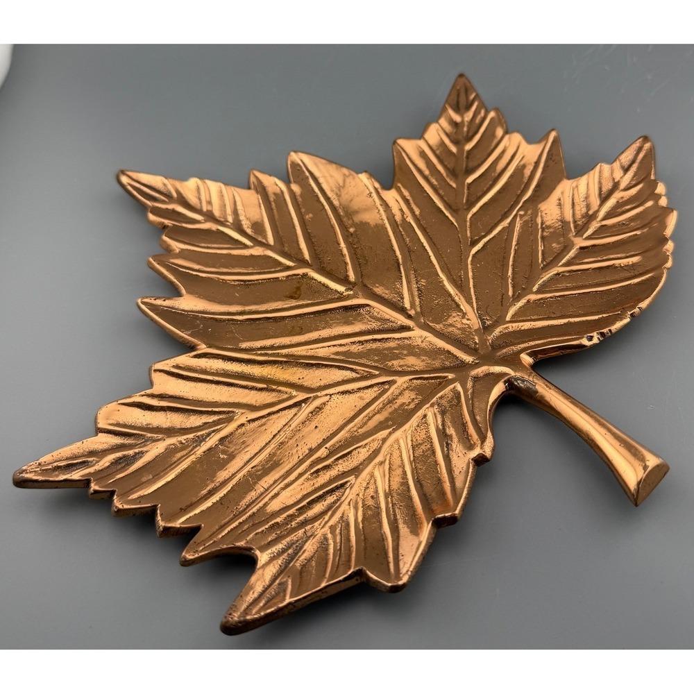 Vintage Solid Copper Maple Leaf Tray XRF Tested 99.5% Copper  Illuminations "